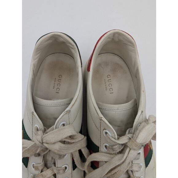 Authentic Gucci White Leather Embroidered Bee Ace Sneakers Size 39 - Picture 7 of 9